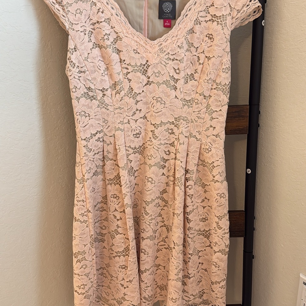 Vince Camuto Pink Lace Midi Dress